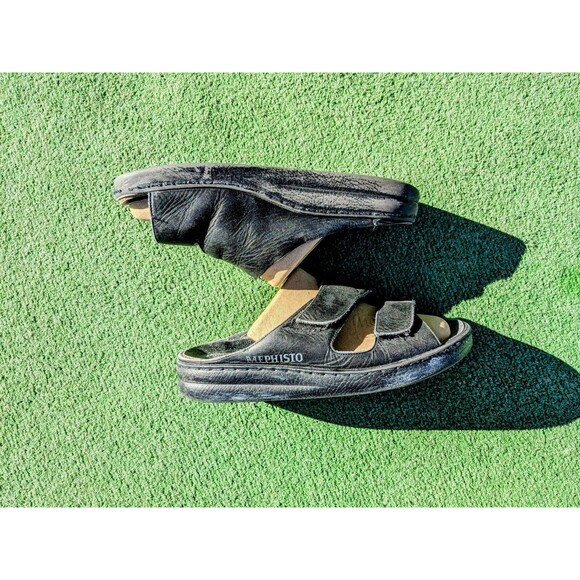 USED Mephisto Mules 2-Strap Leather w/Removable Footbed Sandals FAIR Condition - Picture 4 of 11